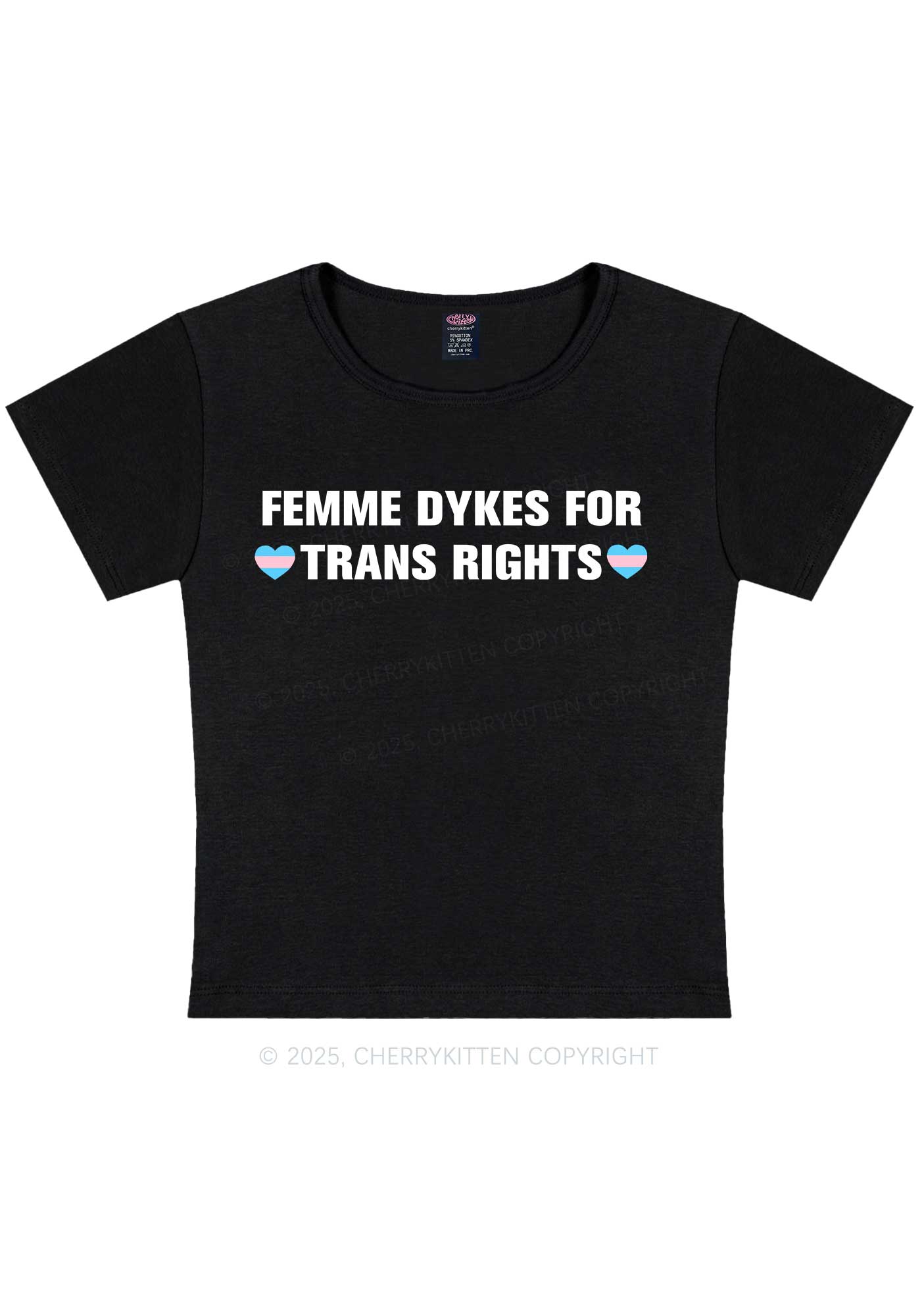 Femme Dykes For Trans Rights Y2K Baby Tee Cherrykitten