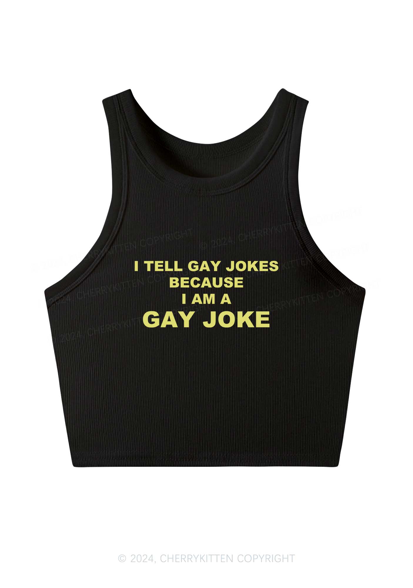 Gay Joke Y2K Crop Tank Top Cherrykitten