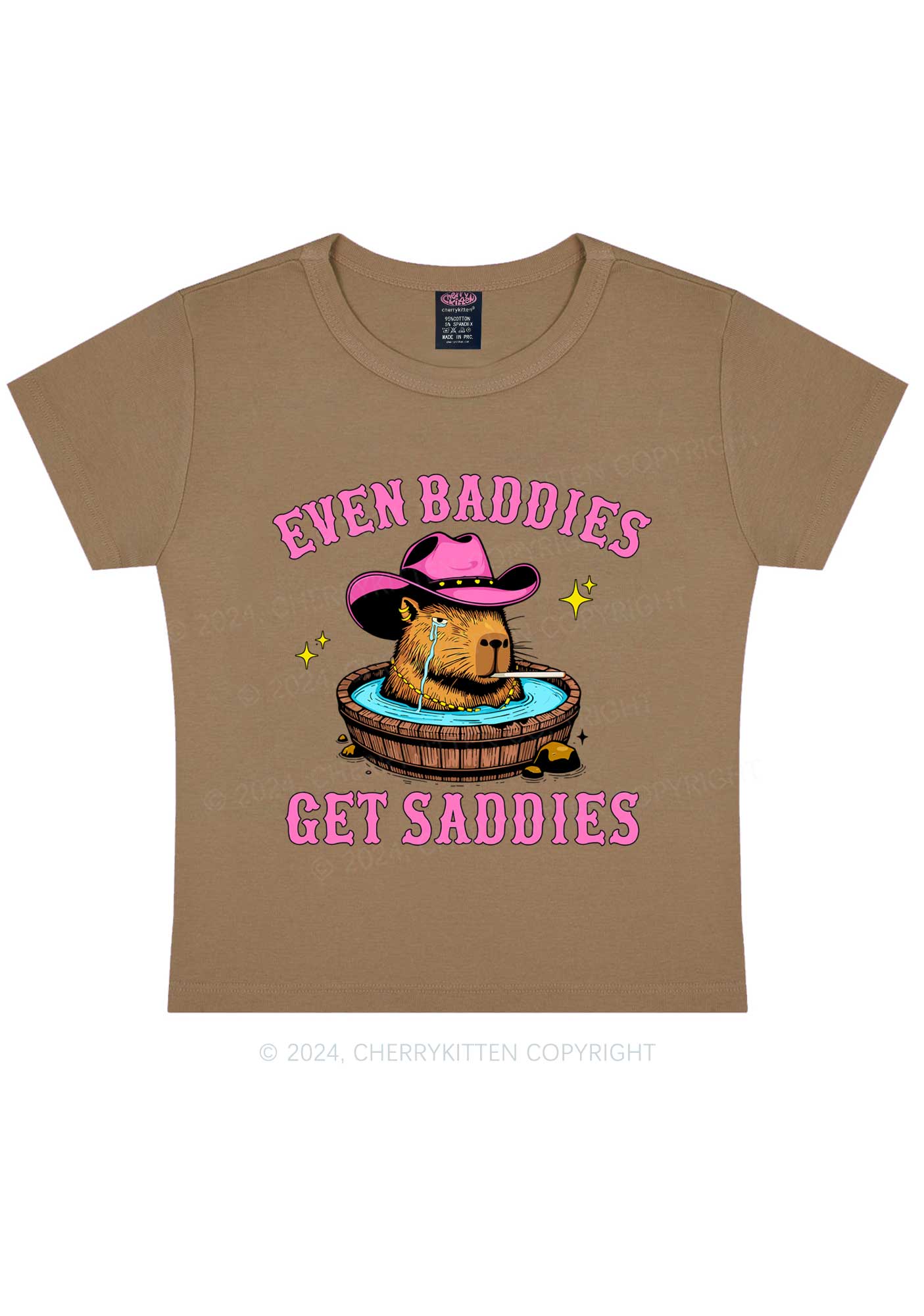 Capybara Get Saddies Y2K Baby Tee Cherrykitten