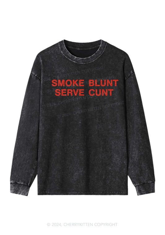 Smoke Blunt Y2K Washed Long Sleeves Cherrykitten