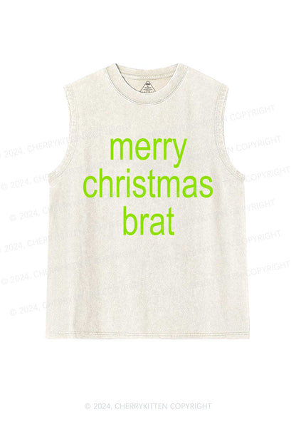 Merry Christmas Brat Y2K Washed Tank Cherrykitten