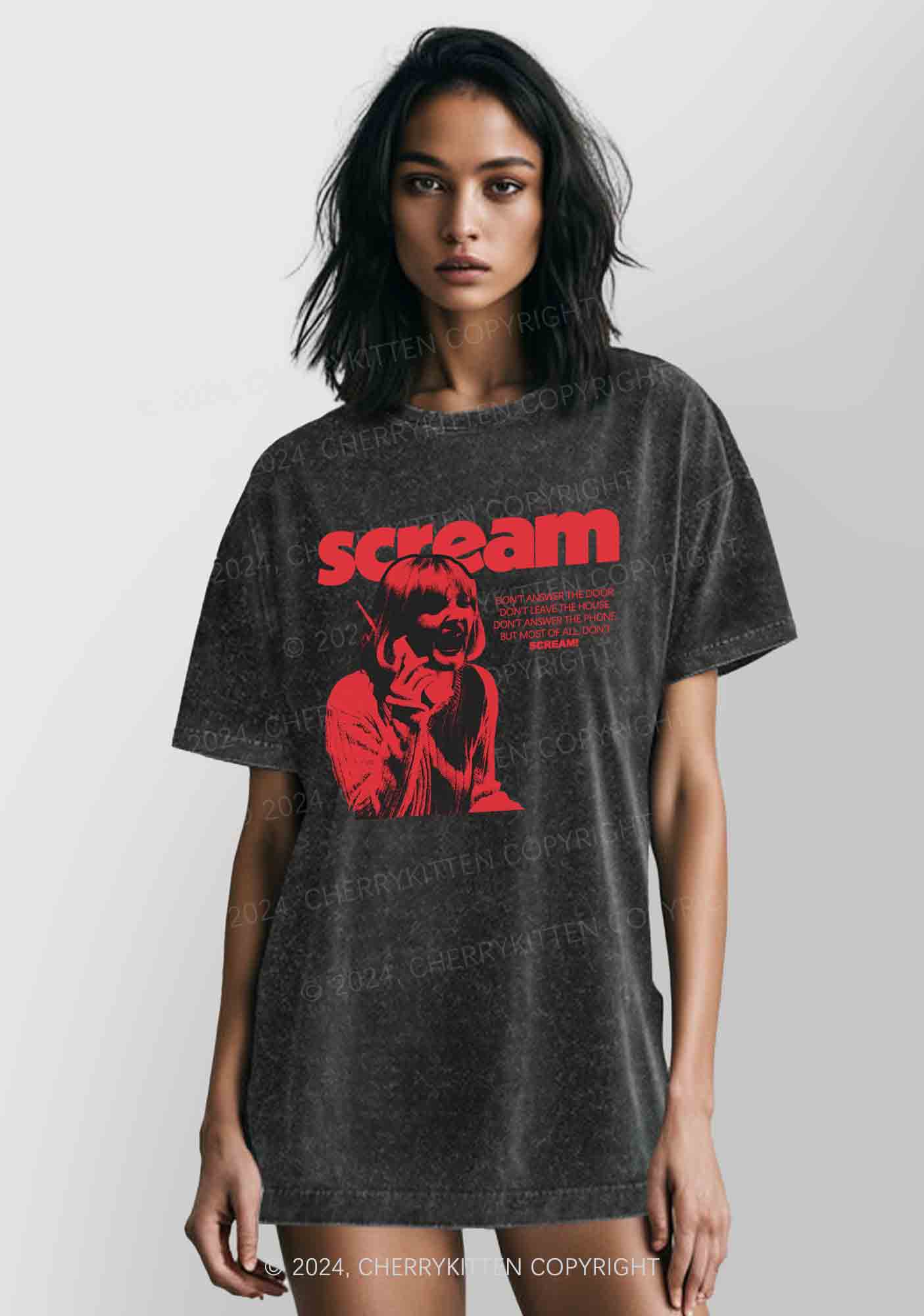 Halloween Don't Scream Y2K Washed Tee Cherrykitten