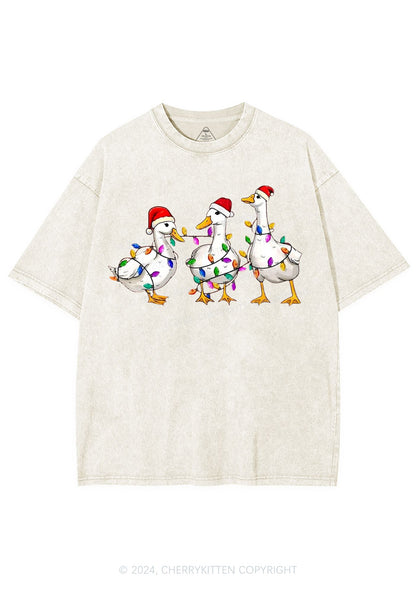 Christmas Santa Duck Y2K Washed Tee Cherrykitten