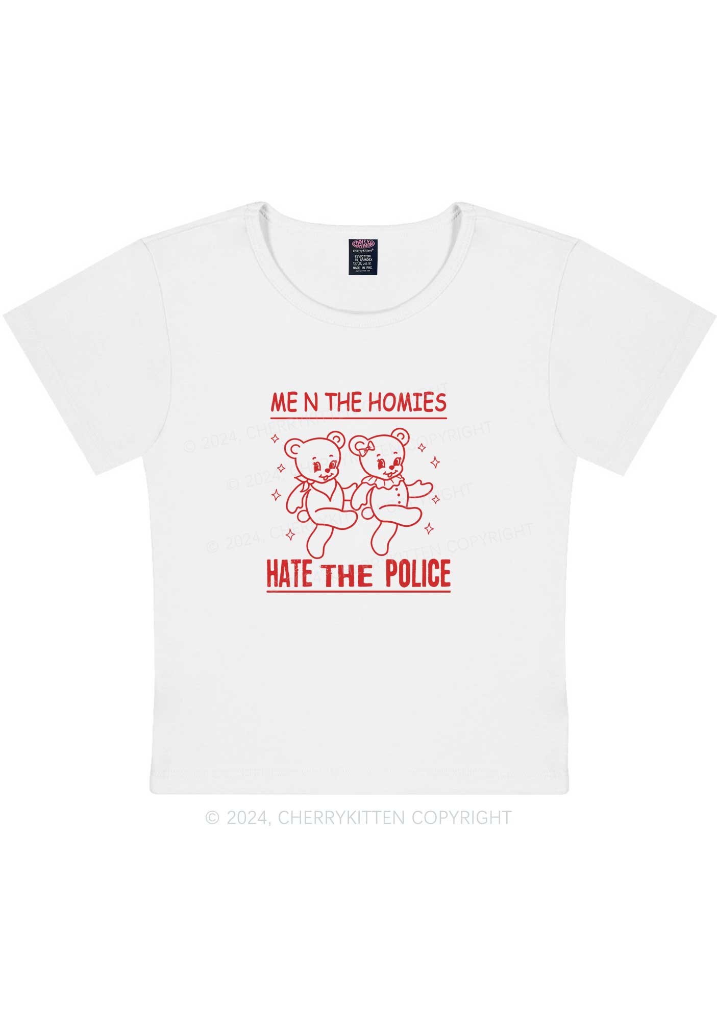 Hate The Police Y2K Baby Tee Cherrykitten