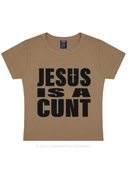 Jesus Is A Cxxt Y2K Baby Tee Cherrykitten