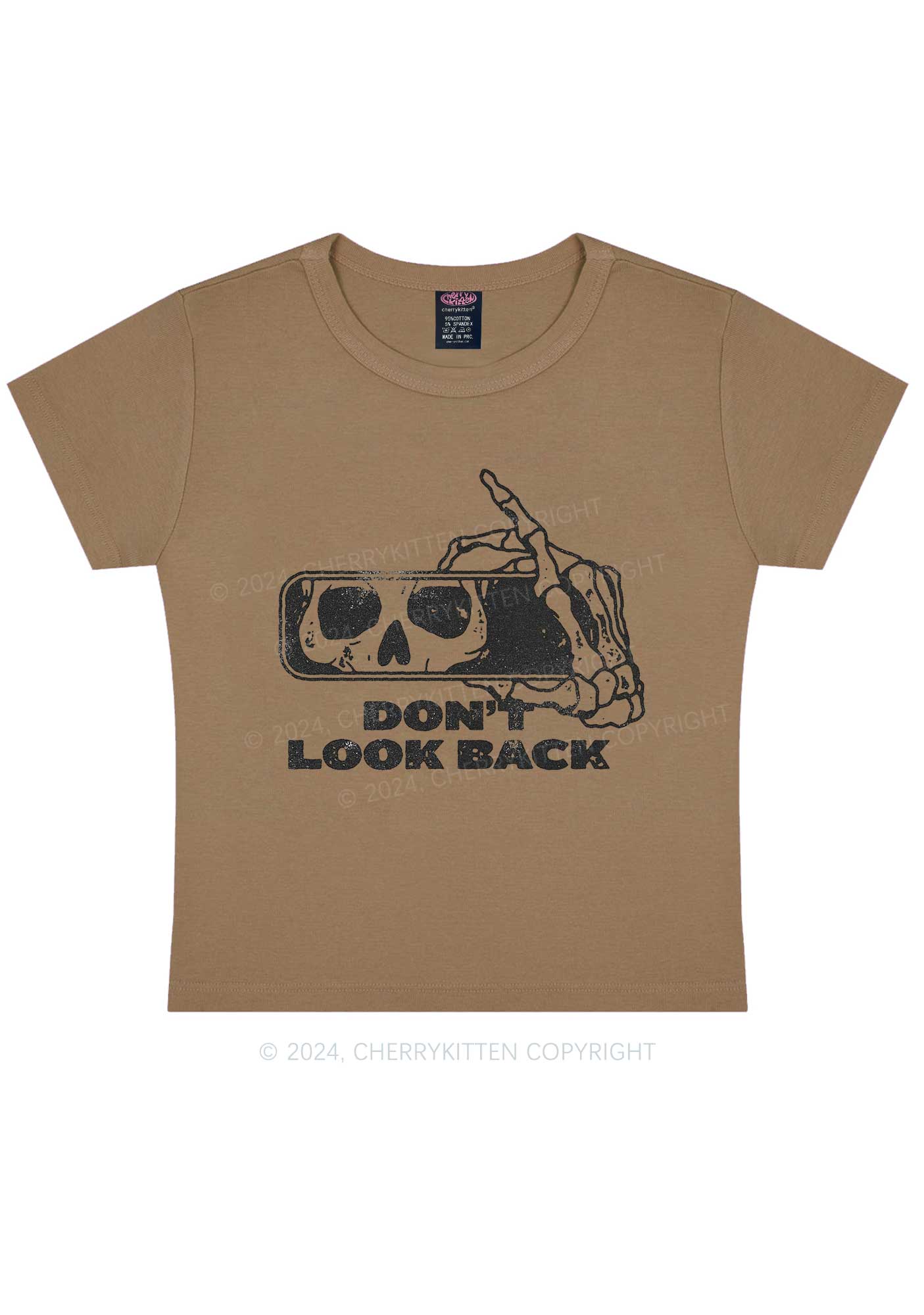 Halloween Don't Look Back Y2K Baby Tee Cherrykitten