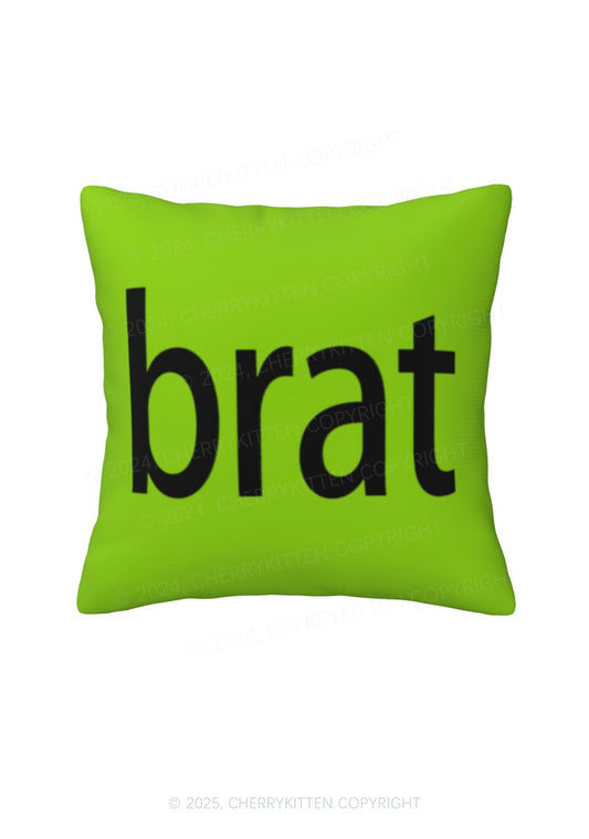 Green Brat Y2K Throw Pillow Cover Cherrykitten