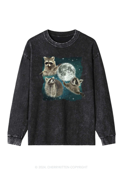 Raccoon Moon Y2K Washed Long Sleeves Cherrykitten