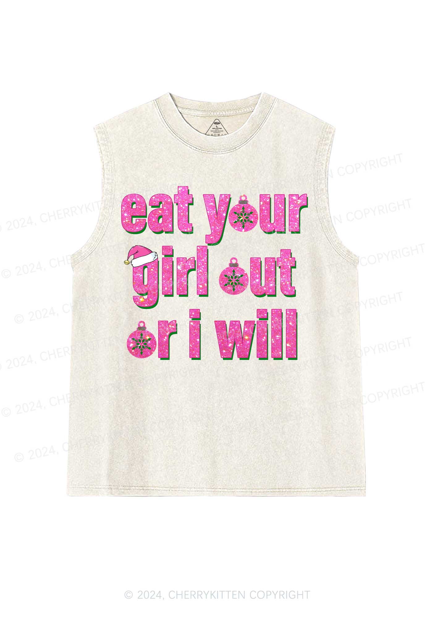 Christmas Eat Your Girl Y2K Washed Tank Cherrykitten