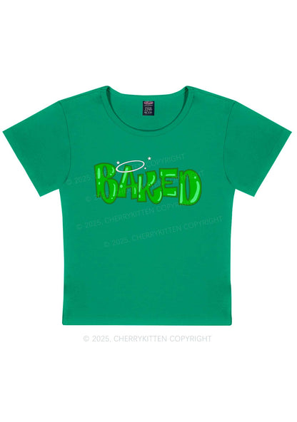 Green Baked Y2K Baby Tee Cherrykitten