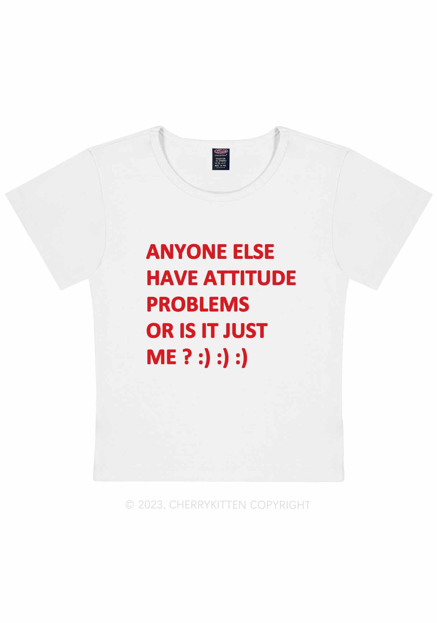 Curvy Just Me Have Attitude Problems Y2K Baby Tee Cherrykitten