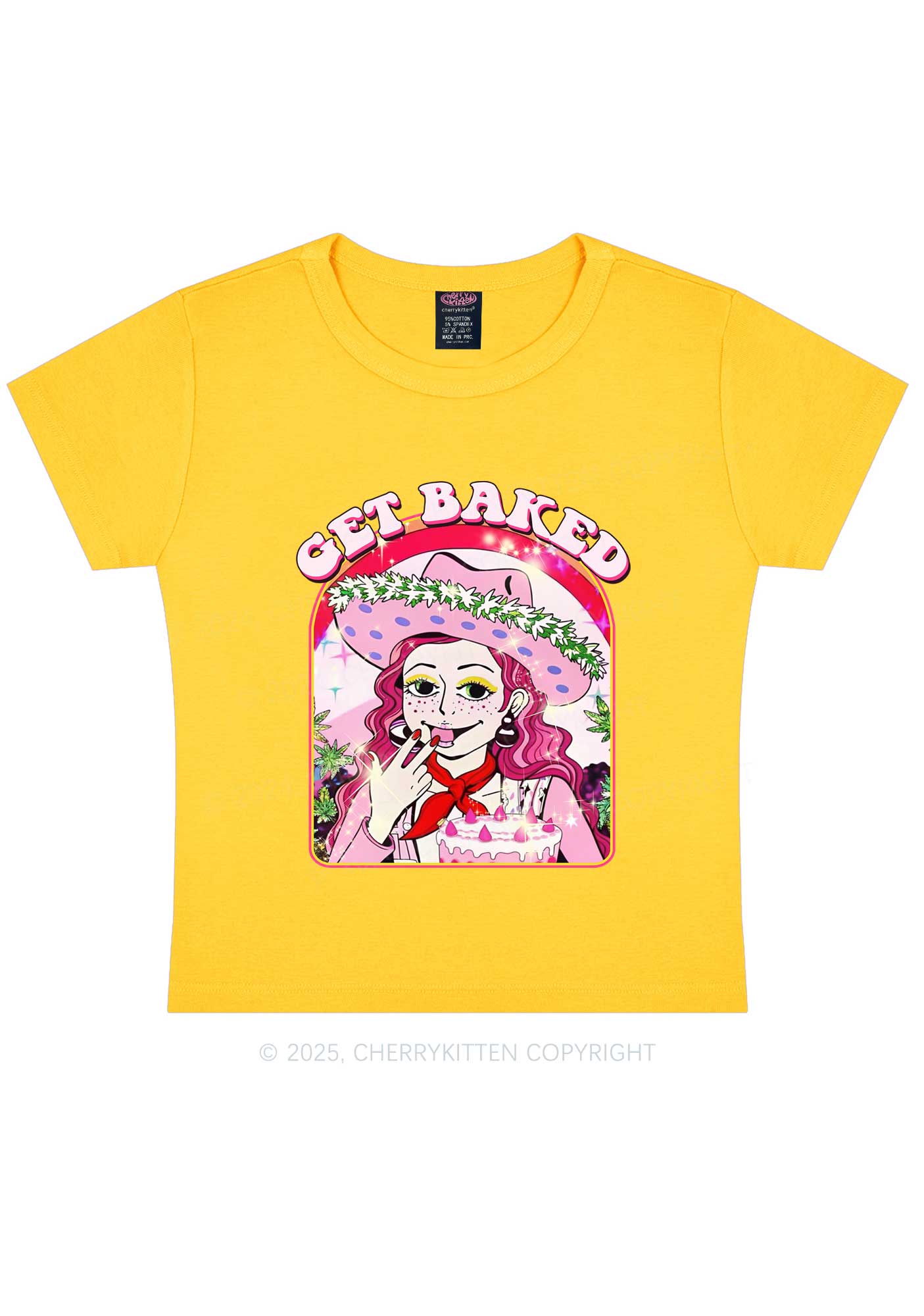 Get Baked Y2K Baby Tee Cherrykitten