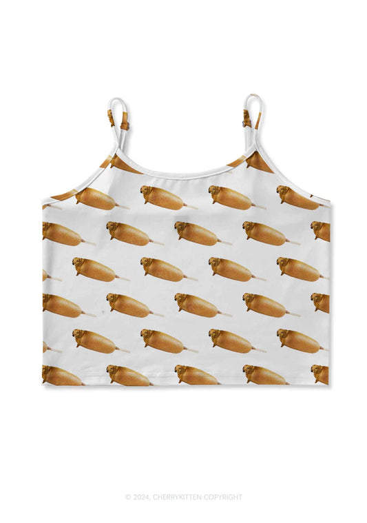 Corn Dog Y2K Print Cami Crop Top Cherrykitten