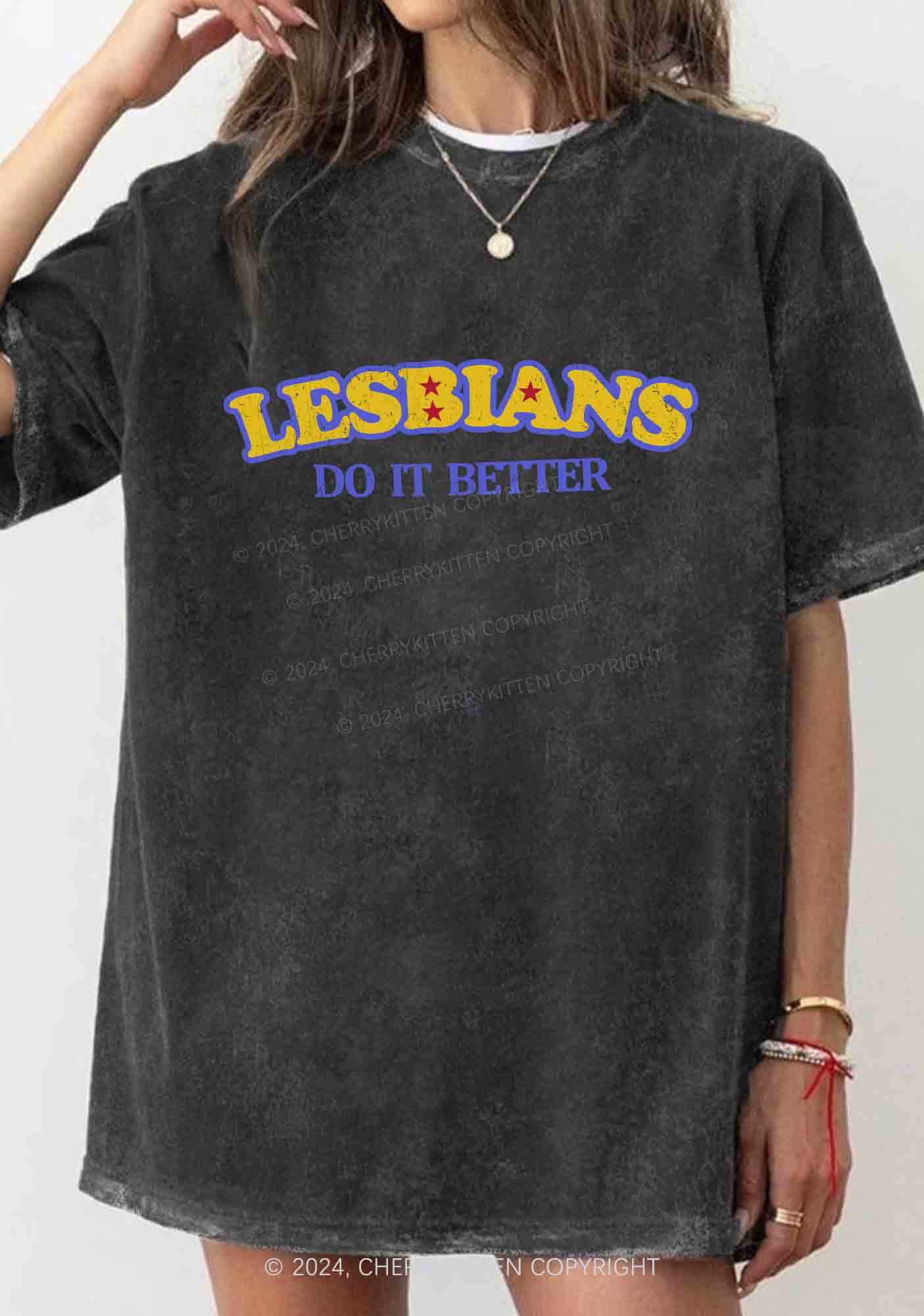 Lesbians Do It Better Y2K Washed Tee Cherrykitten
