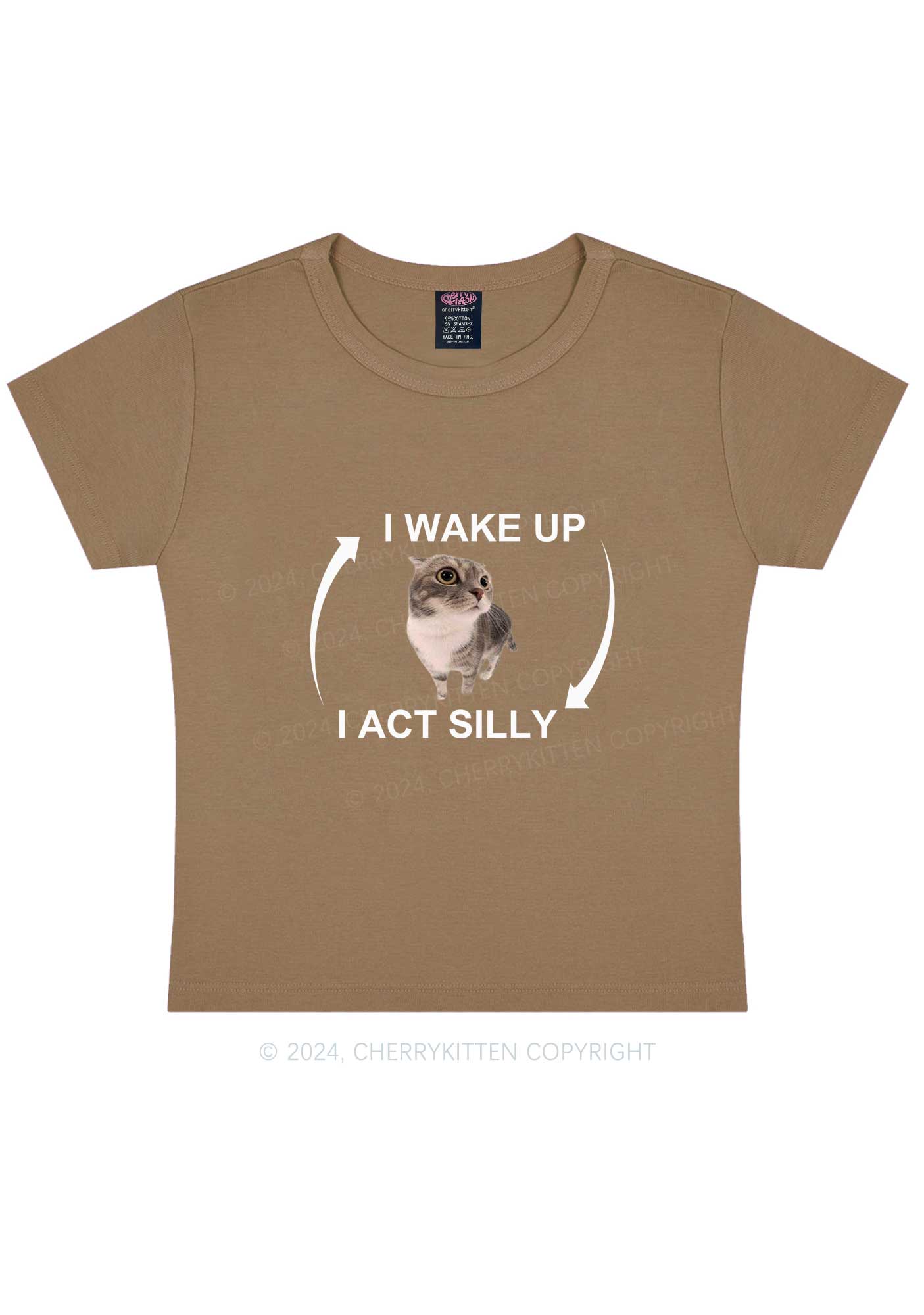 Wake Up Act Silly Y2K Baby Tee Cherrykitten