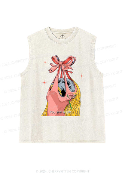 Halloween Skull Gift Y2K Washed Tank Cherrykitten