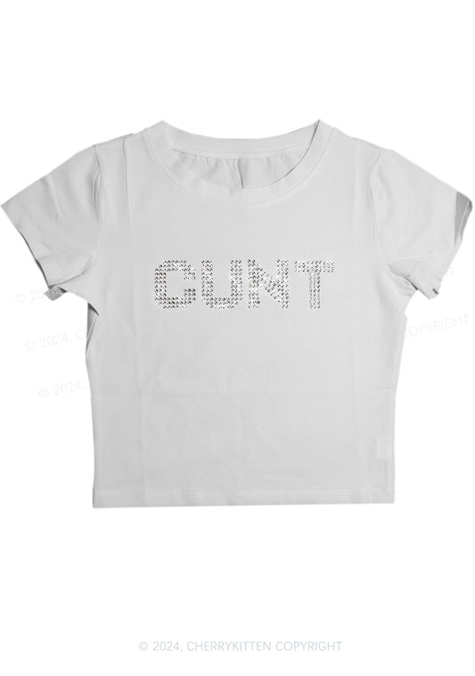 Rhinestone Cxxt Y2K Baby Tee Cherrykitten