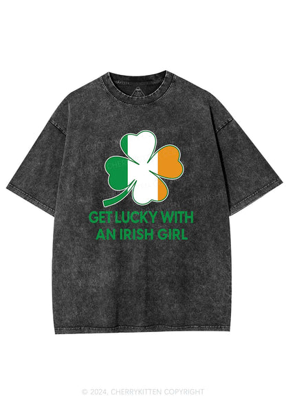 Get Lucky Irish Girl St Patricks Y2K Washed Tee Cherrykitten