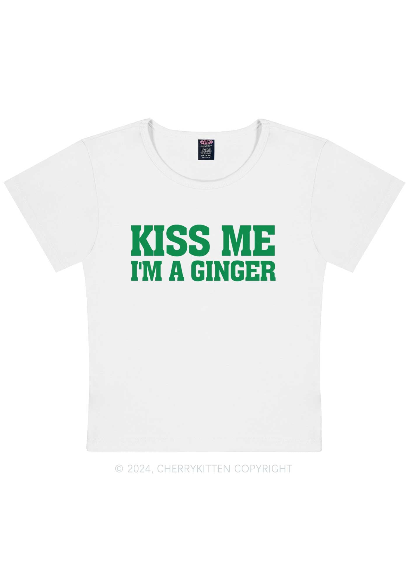 Kiss Me Im Ginger St Patricks Y2K Baby Tee Cherrykitten