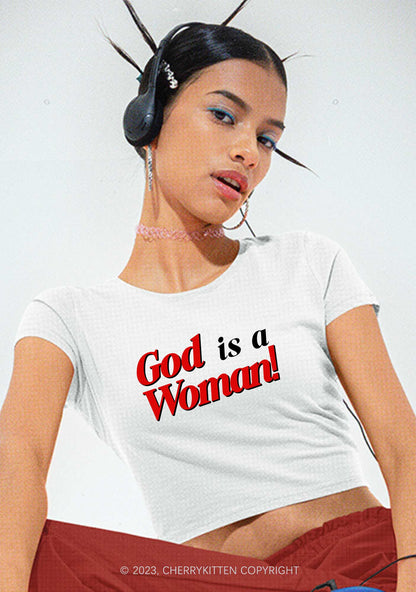 God Is A Woman Y2K Baby Tee Cherrykitten