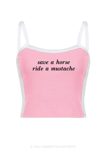 Ride A Mustache Y2K Color Block Crop Cami Top Cherrykitten