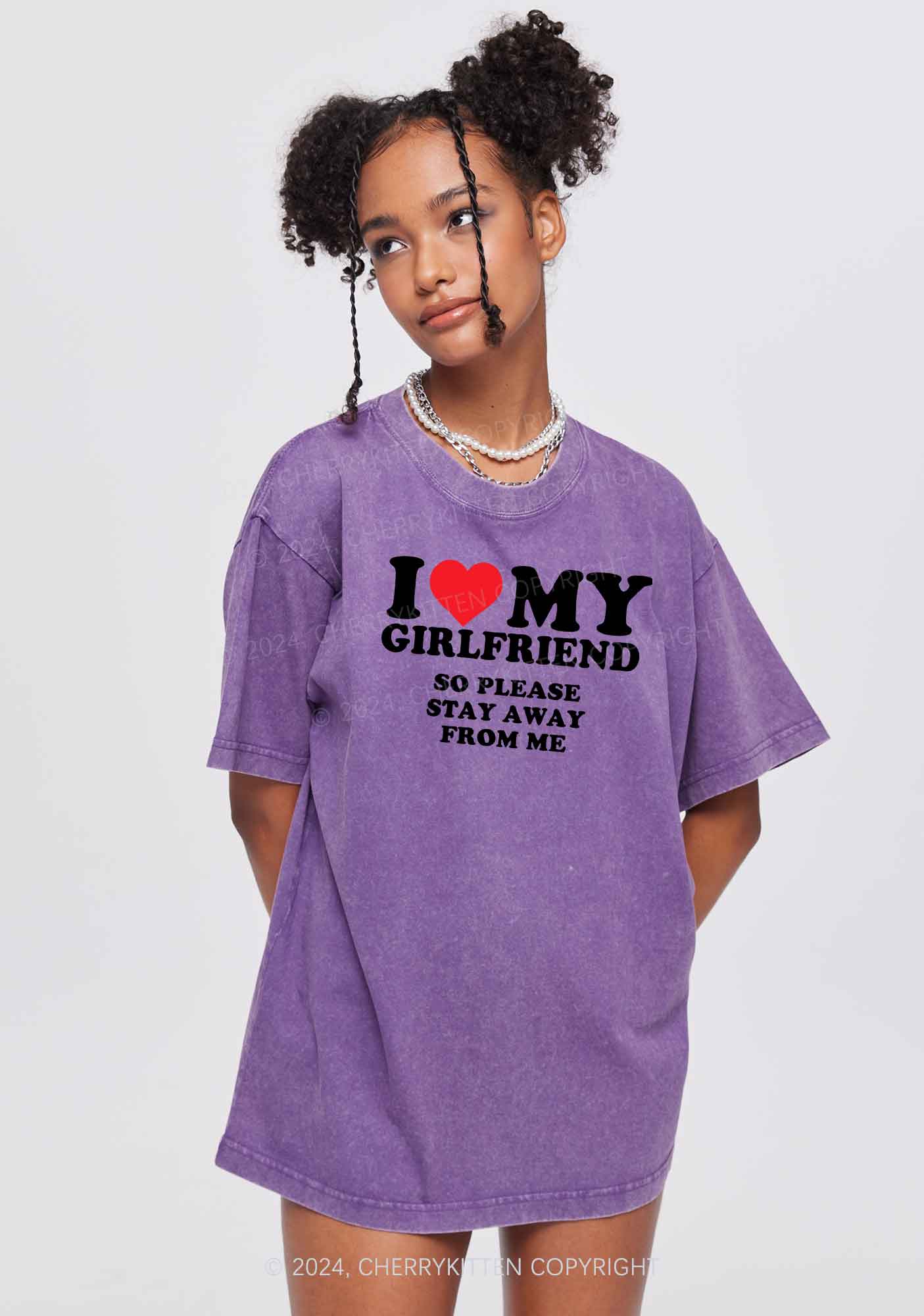 I Love My GF Y2K Valentine's Day Washed Tee Cherrykitten