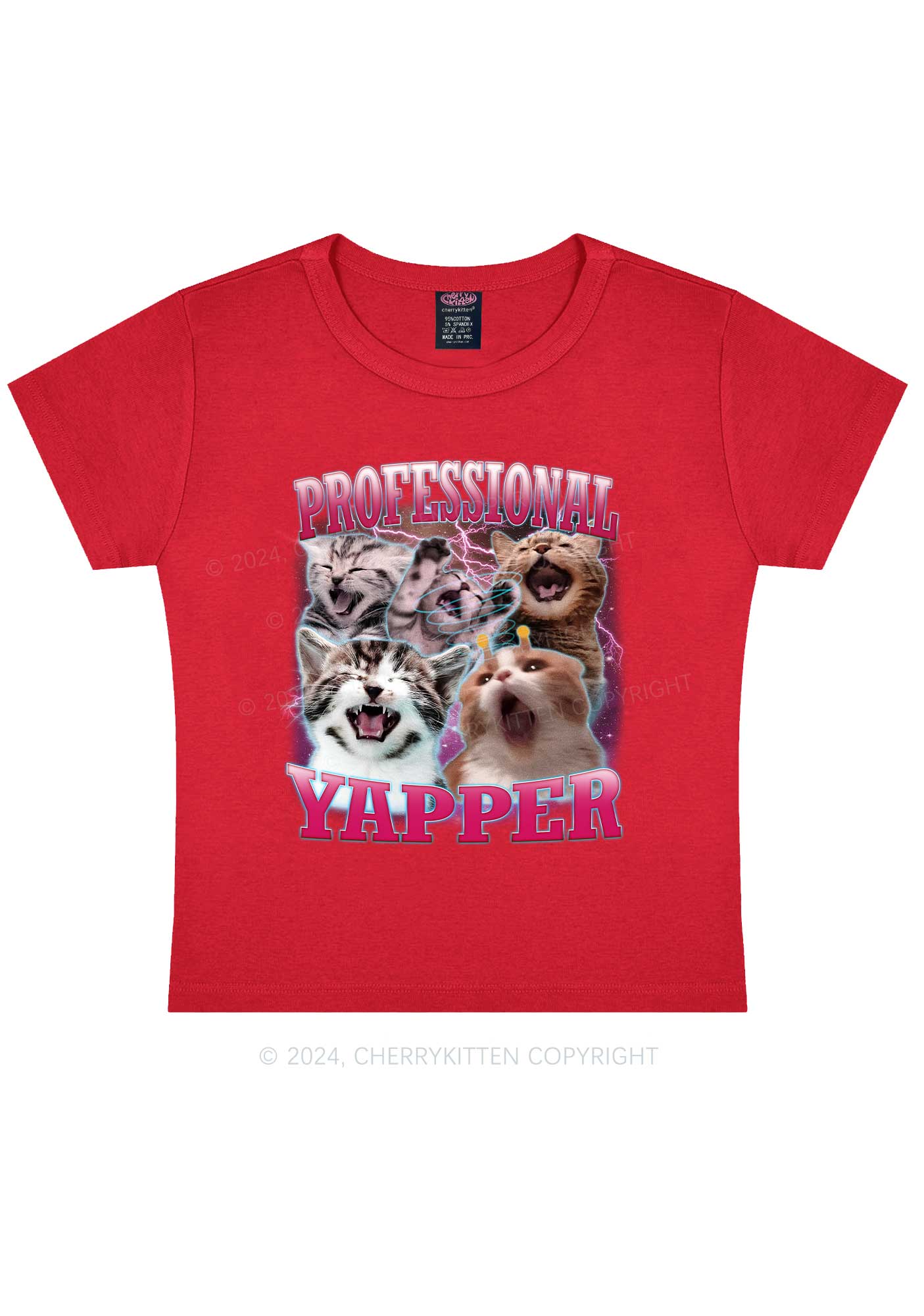 Professional Yapper Cat Y2K Baby Tee Cherrykitten