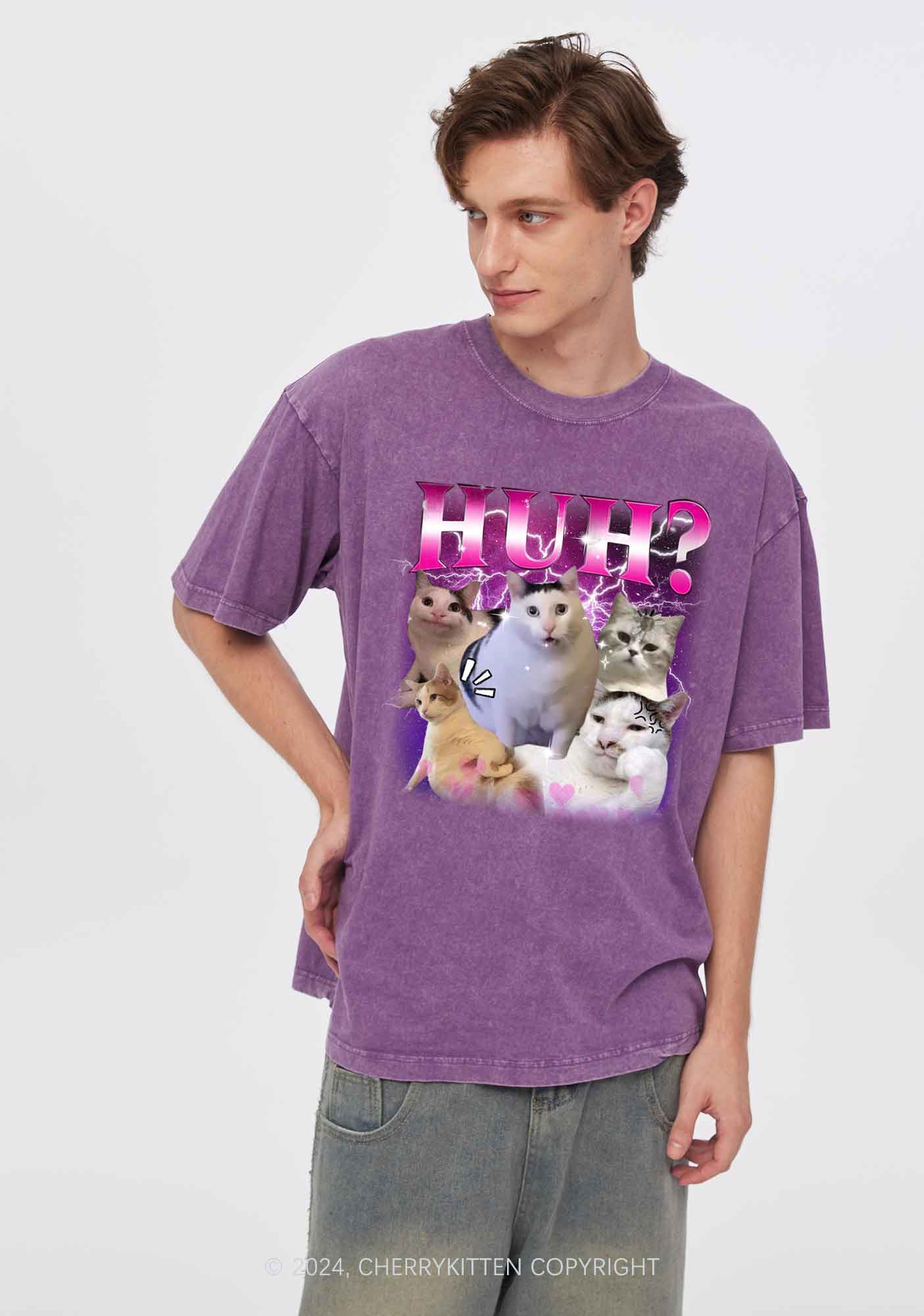 Huh Cat Y2K Washed Tee Cherrykitten