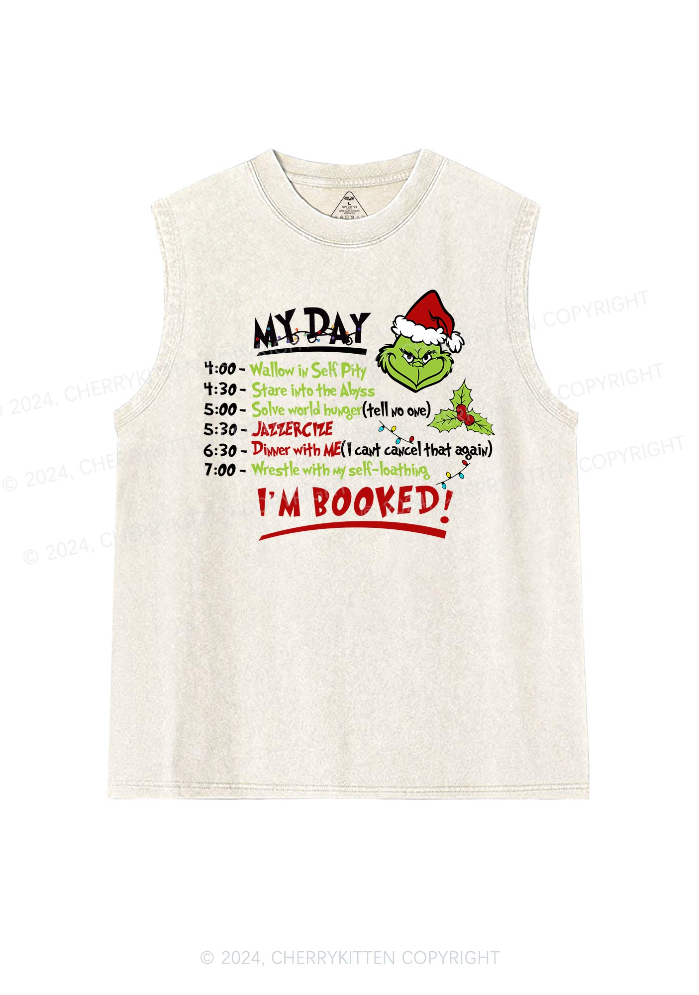 Christmas My Day I'm Booked Y2K Washed Tank Cherrykitten