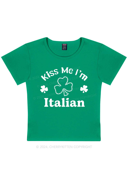 Kiss Me Im Italian St Patricks Y2K Baby Tee Cherrykitten