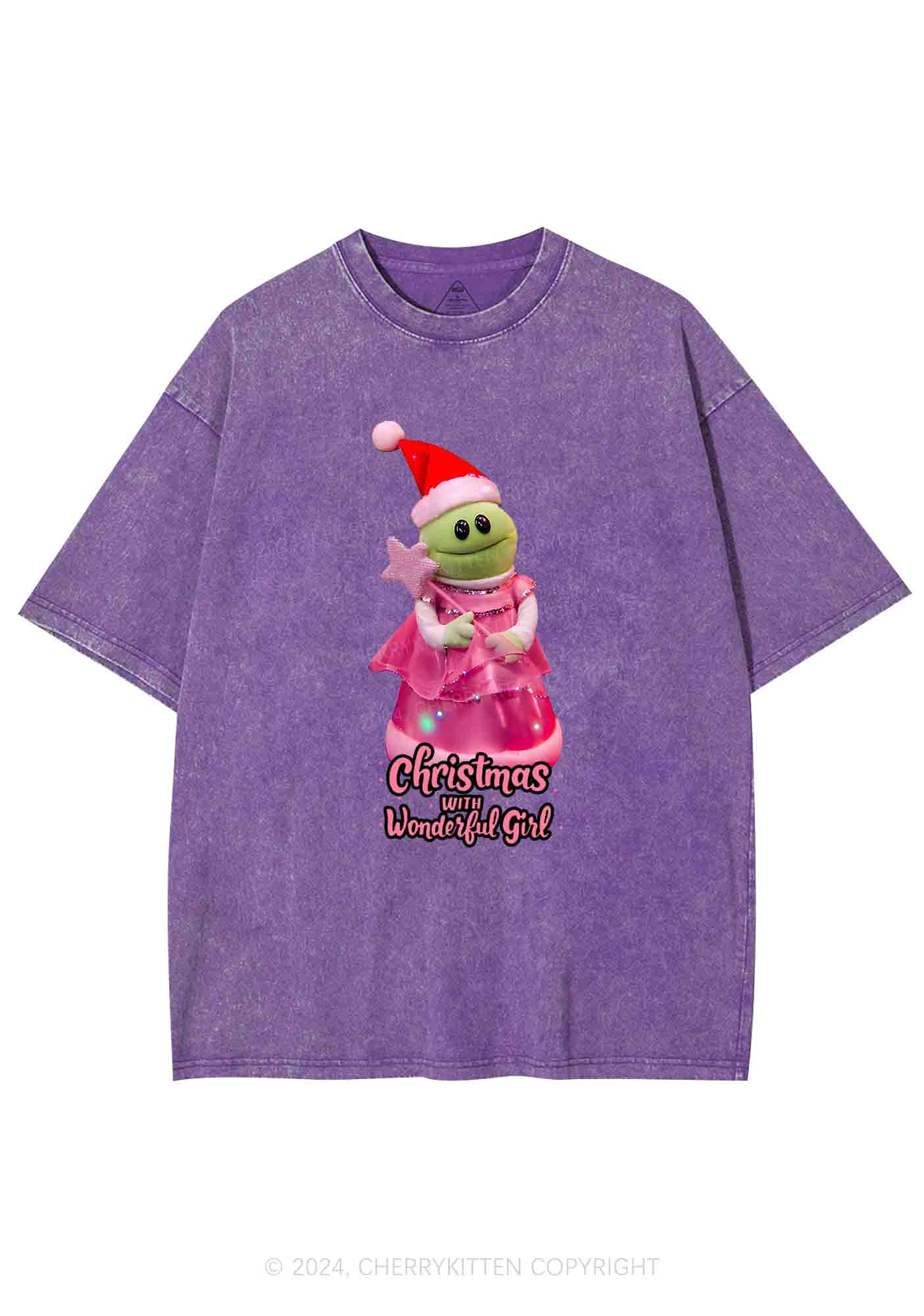 Christmas Wonderful Girl Y2K Washed Tee Cherrykitten