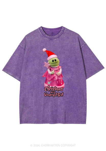 Christmas Wonderful Girl Y2K Washed Tee Cherrykitten