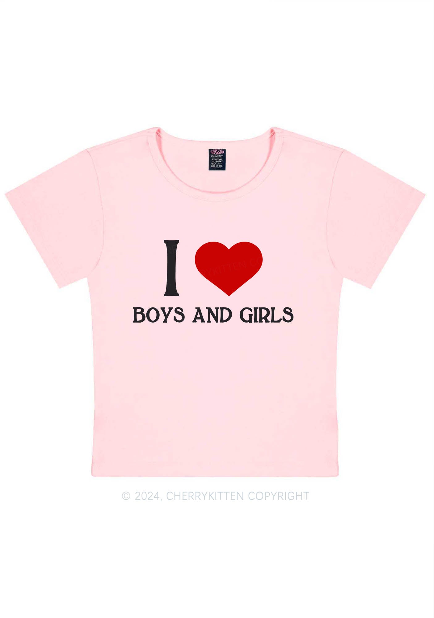 I Love Boys and Girls Y2K Baby Tee Cherrykitten