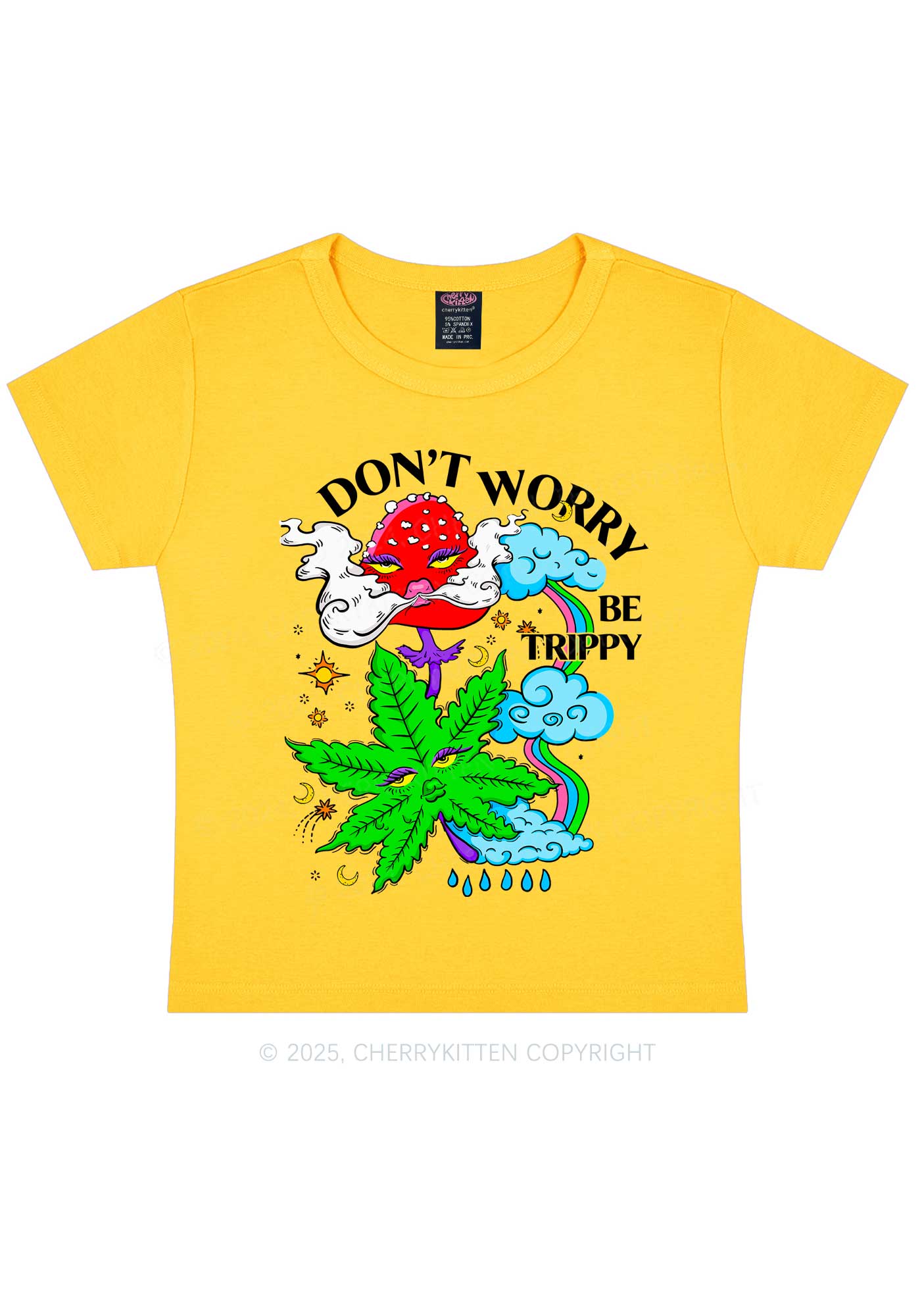 Dont Worry Be Trippy Y2K Baby Tee Cherrykitten