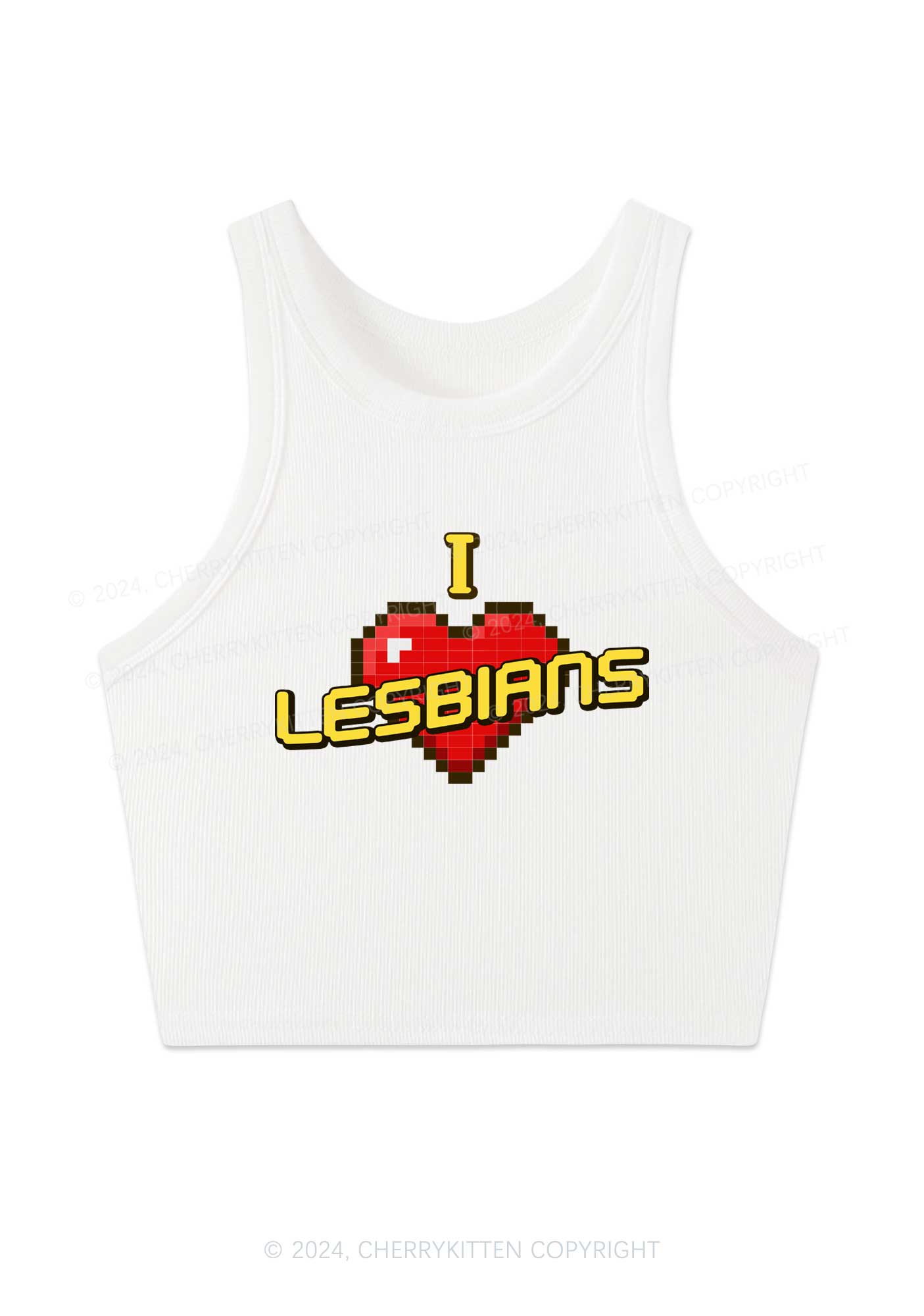 I Love Lesbians Y2K Crop Tank Top Cherrykitten