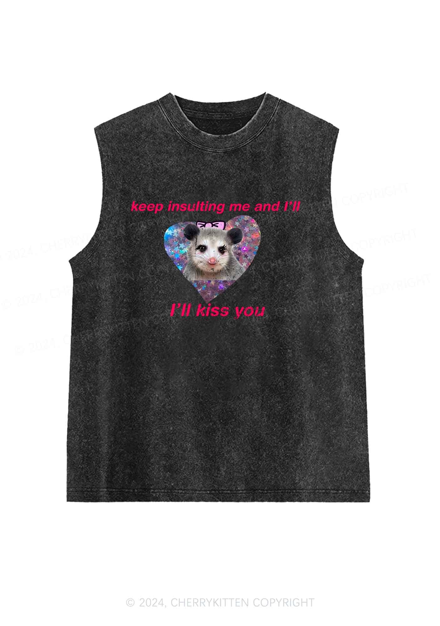 Keep Insulting Me And I'll Kiss You Y2K Washed Tank Cherrykitten