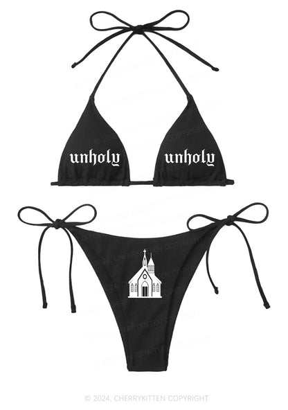 Unholy Castle Y2K Halter Triangle Bikini Set Cherrykitten