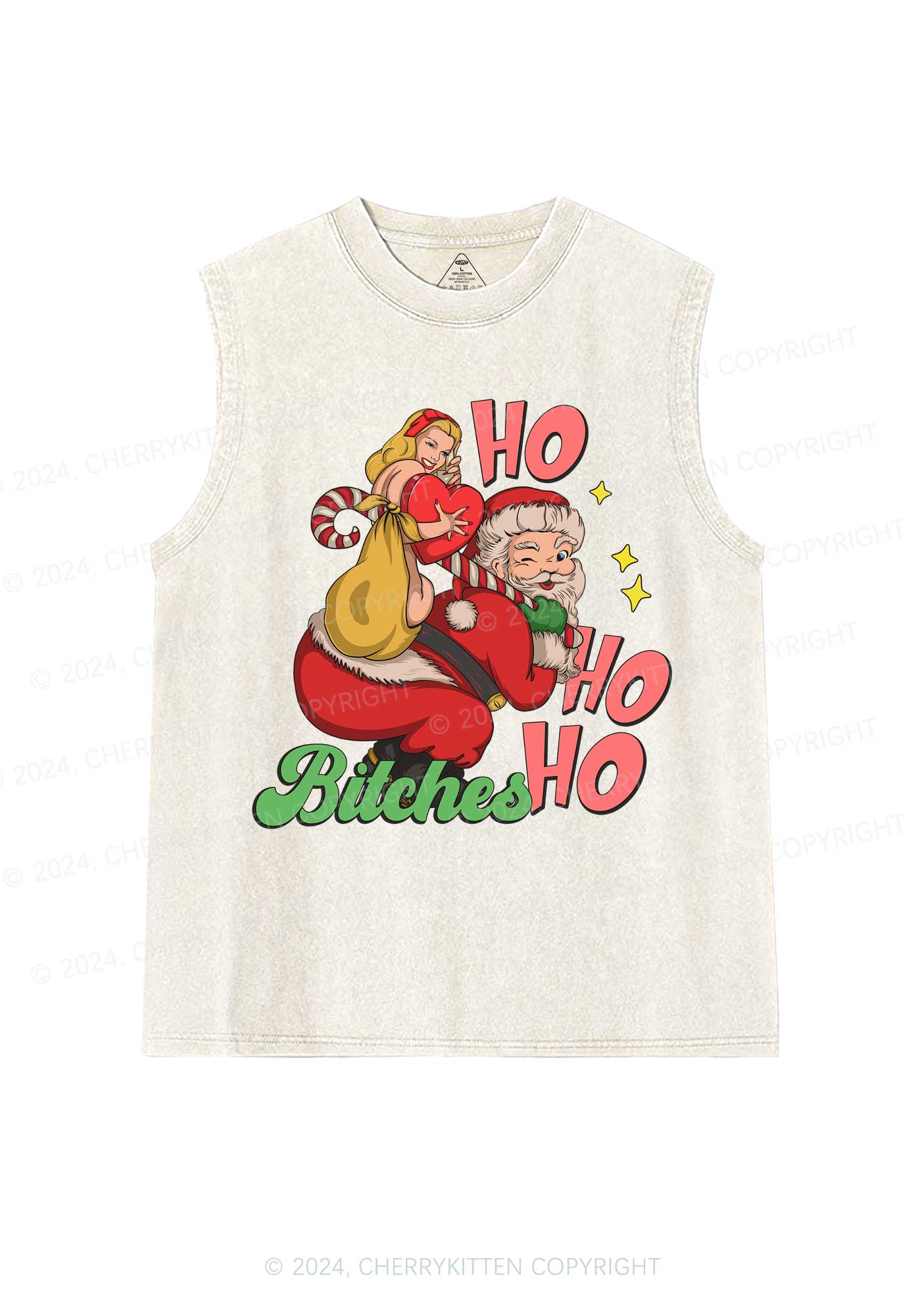 Christmas Ho Ho Ho Bxxches Y2K Washed Tank Cherrykitten