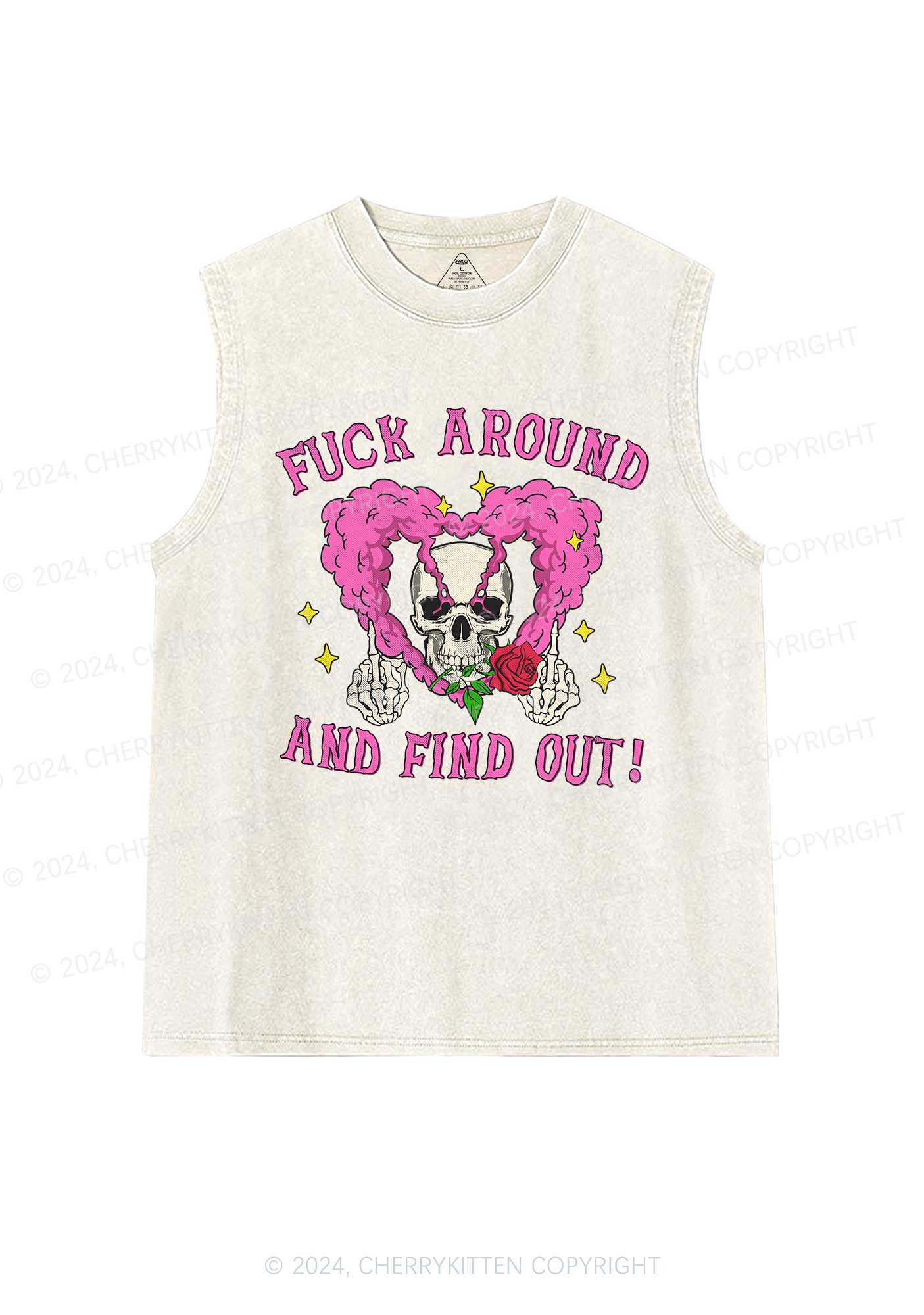 Halloween Fxxk Around Y2K Washed Tank Cherrykitten