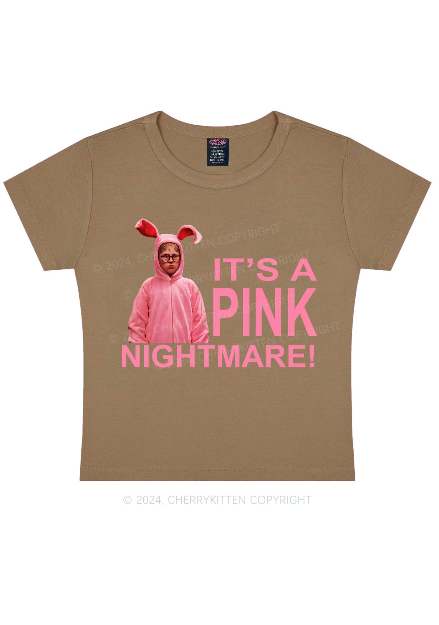 Christmas Pink Nightmare Y2K Baby Tee Cherrykitten