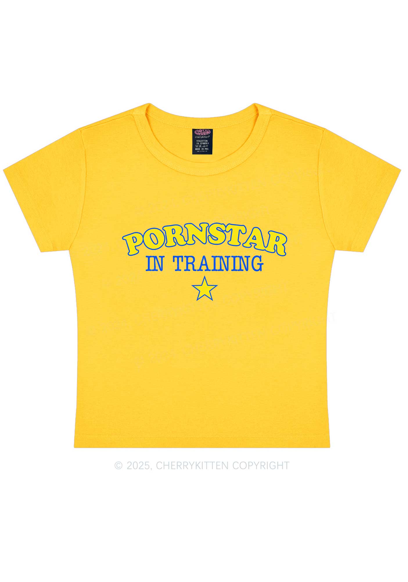 Pxrnstar In Training Y2K Baby Tee Cherrykitten