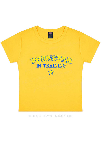 Pxrnstar In Training Y2K Baby Tee Cherrykitten