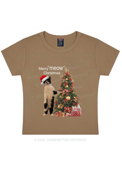 Christmas Merry Meow Y2K Baby Tee Cherrykitten