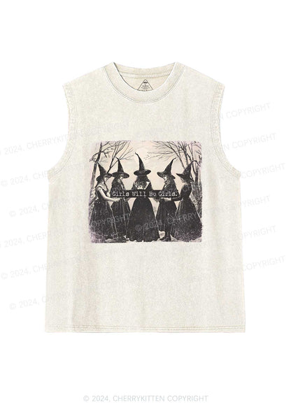 Halloween Girls Will Be Girls Y2K Washed Tank Cherrykitten