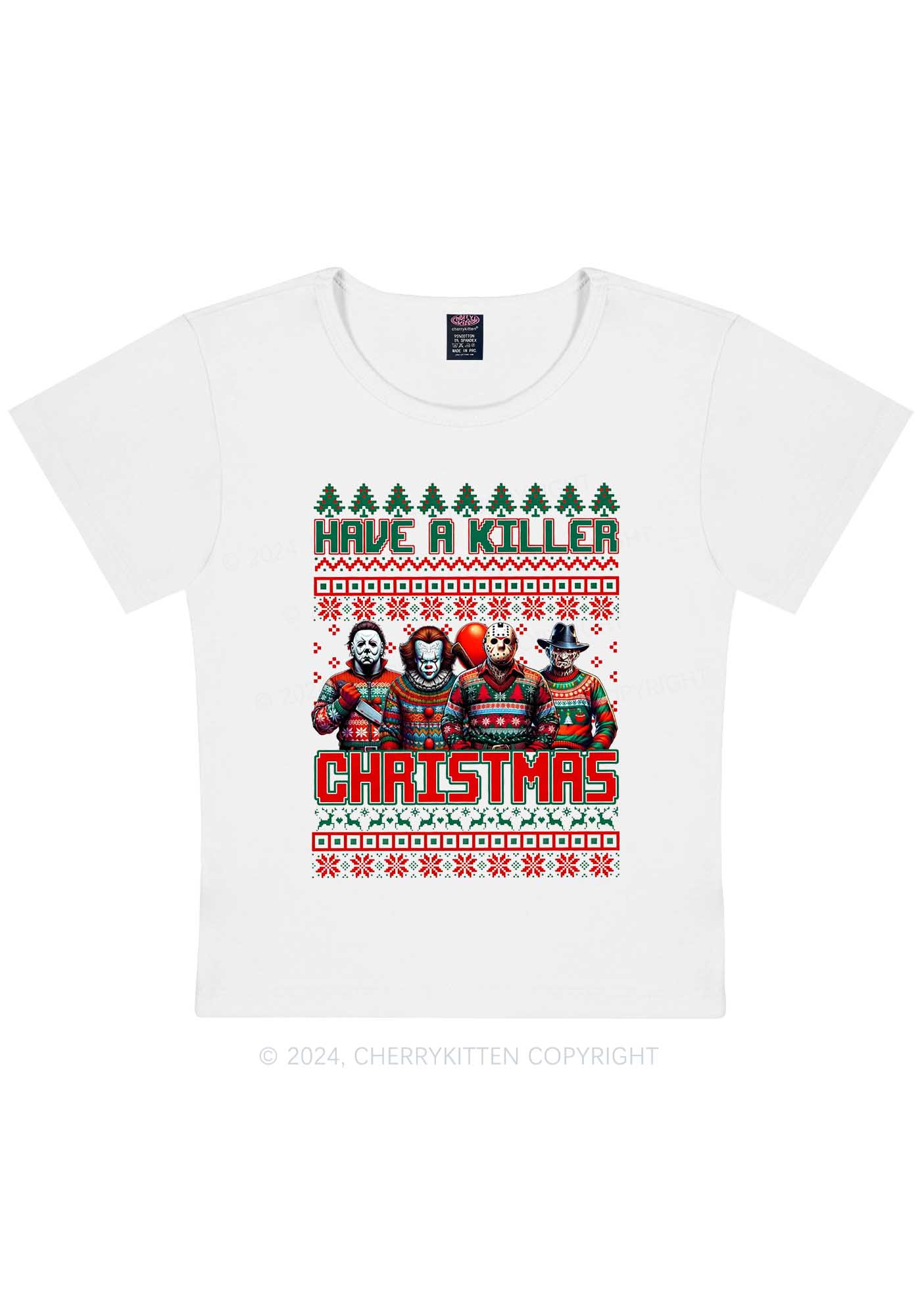 Christmas Have A Killer Y2K Baby Tee Cherrykitten