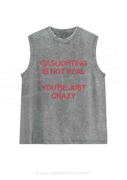 Gaslighting Not Real Y2K Washed Tank Cherrykitten