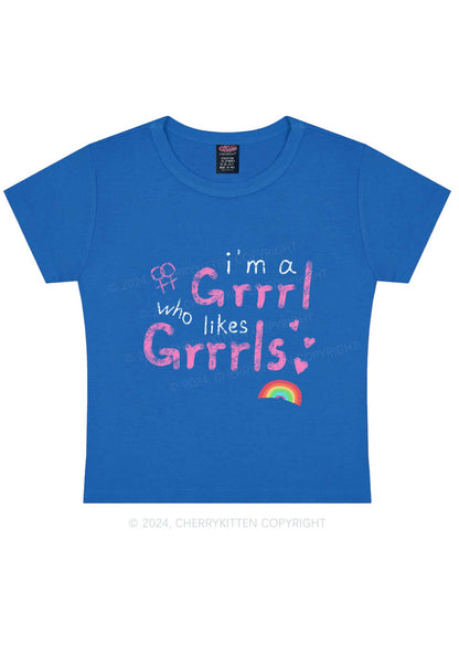 Grrrl Likes Grrrls Y2K Baby Tee Cherrykitten