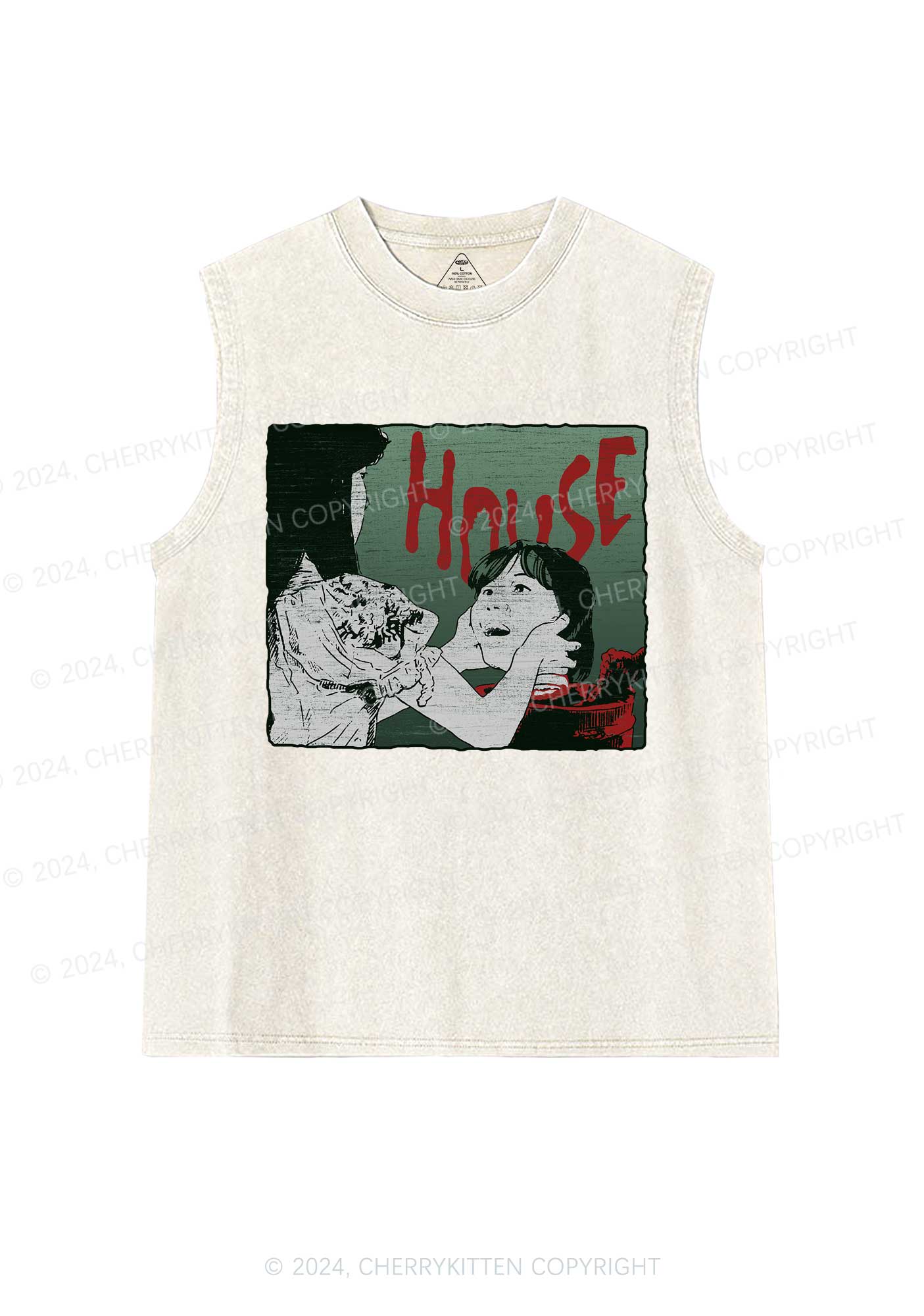 Halloween Blood House Y2K Washed Tank Cherrykitten