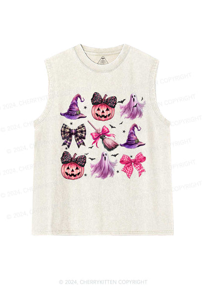 Halloween Pumpkin With Bows Y2K Washed Tank Cherrykitten