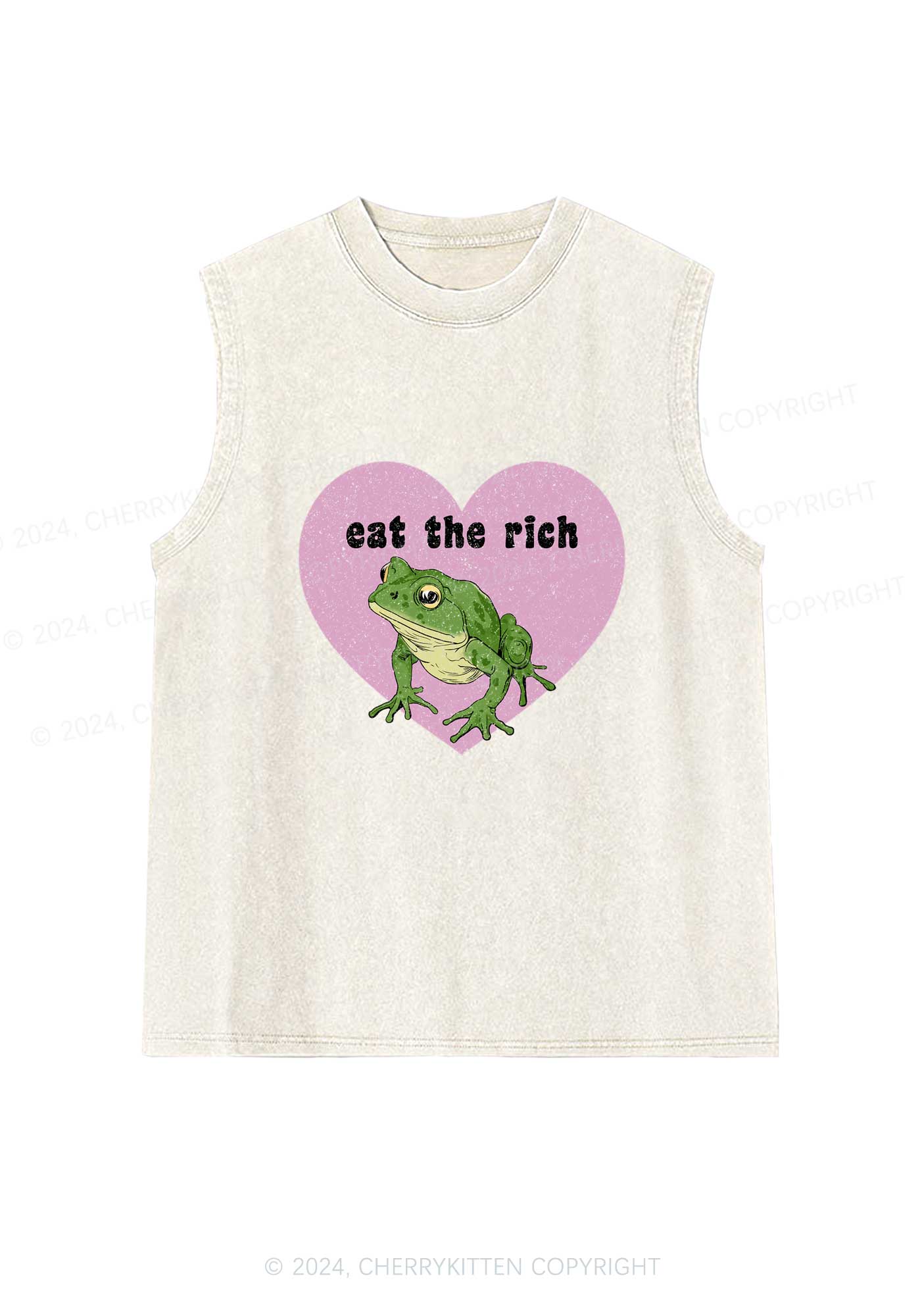 Eat The Rich Frog Y2K Washed Tank Cherrykitten